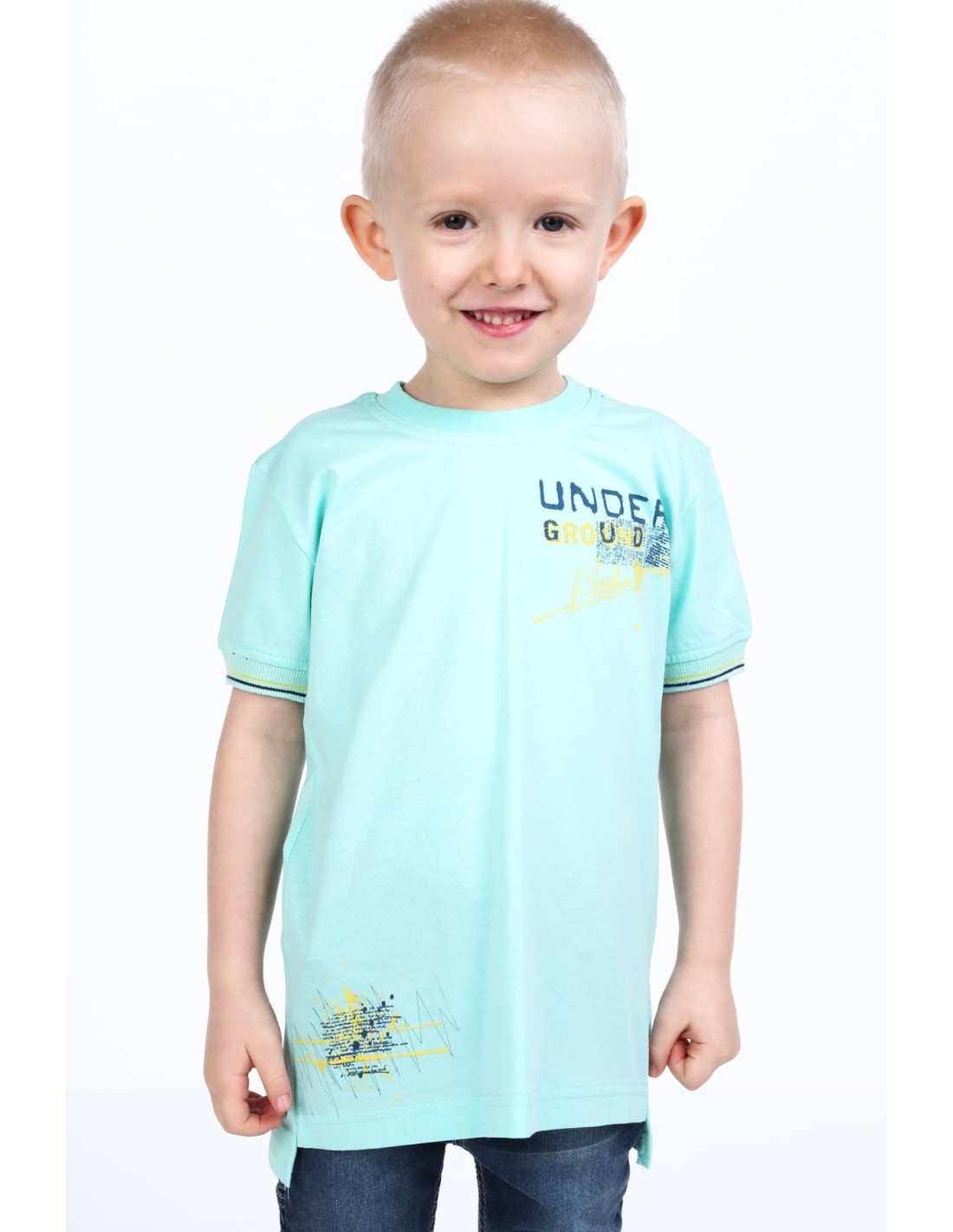 Mintfarbenes Jungen-T-Shirt mit Aufschrift NDZ7337 – Online-Shop – Boutique